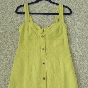 NWT Anthropologie Maeve Retro Sun Dress Lime Yellow Size Small